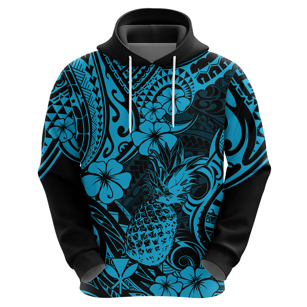Hawaii Pineapple Hoodie Polynesian Pattern Sky Blue Version LT01 - Polynesian Pride