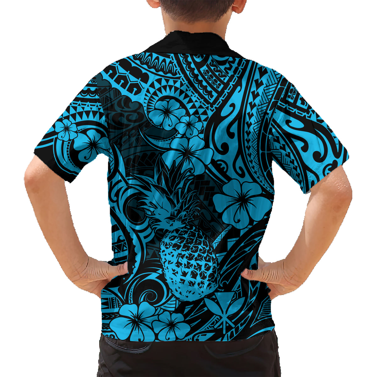 Hawaii Pineapple Kid Hawaiian Shirt Polynesian Pattern Sky Blue Version LT01 - Polynesian Pride