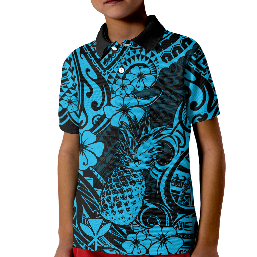 Hawaii Pineapple Kid Polo Shirt Polynesian Pattern Sky Blue Version LT01 Kid Blue - Polynesian Pride