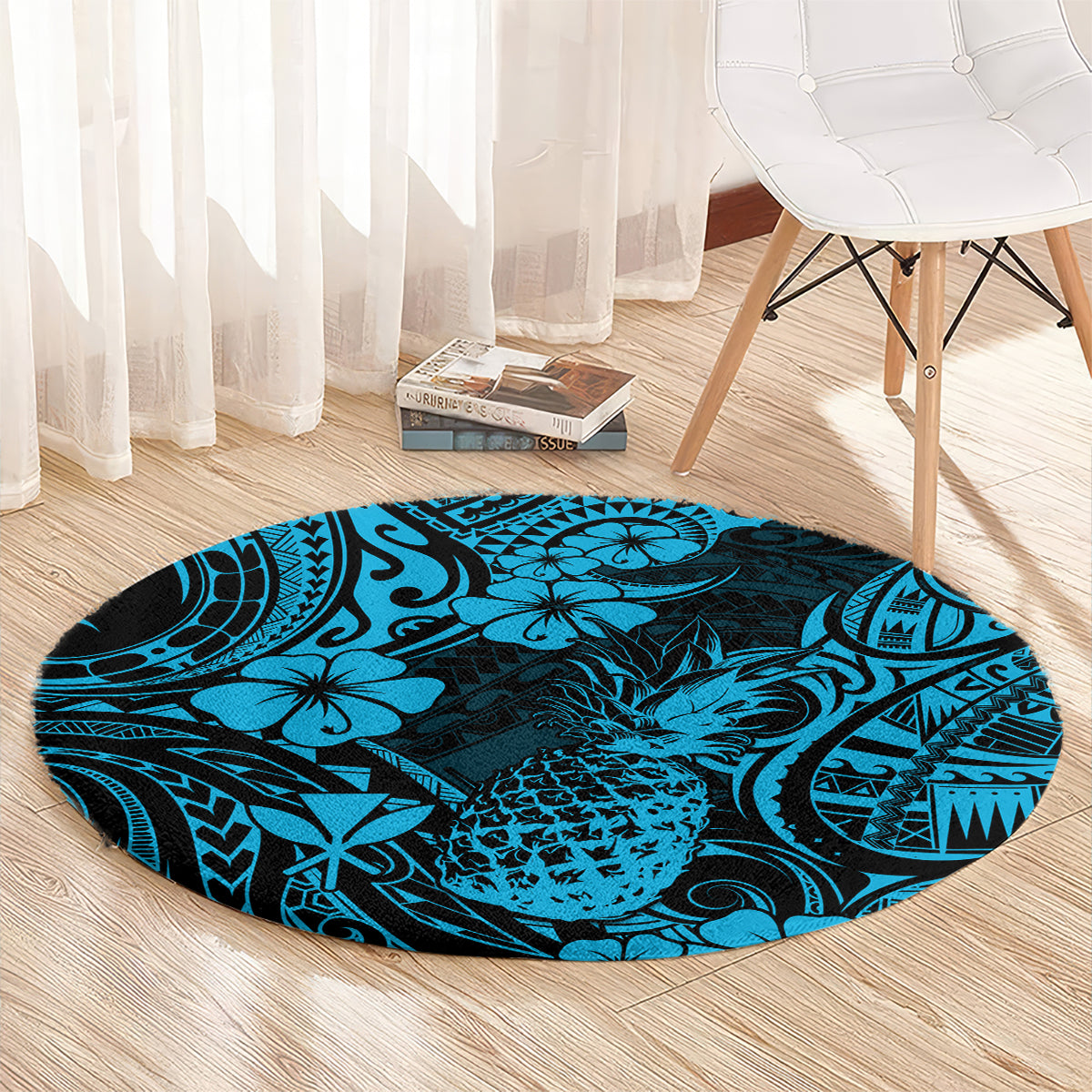 Hawaii Pineapple Round Carpet Polynesian Pattern Sky Blue Version LT01 - Polynesian Pride