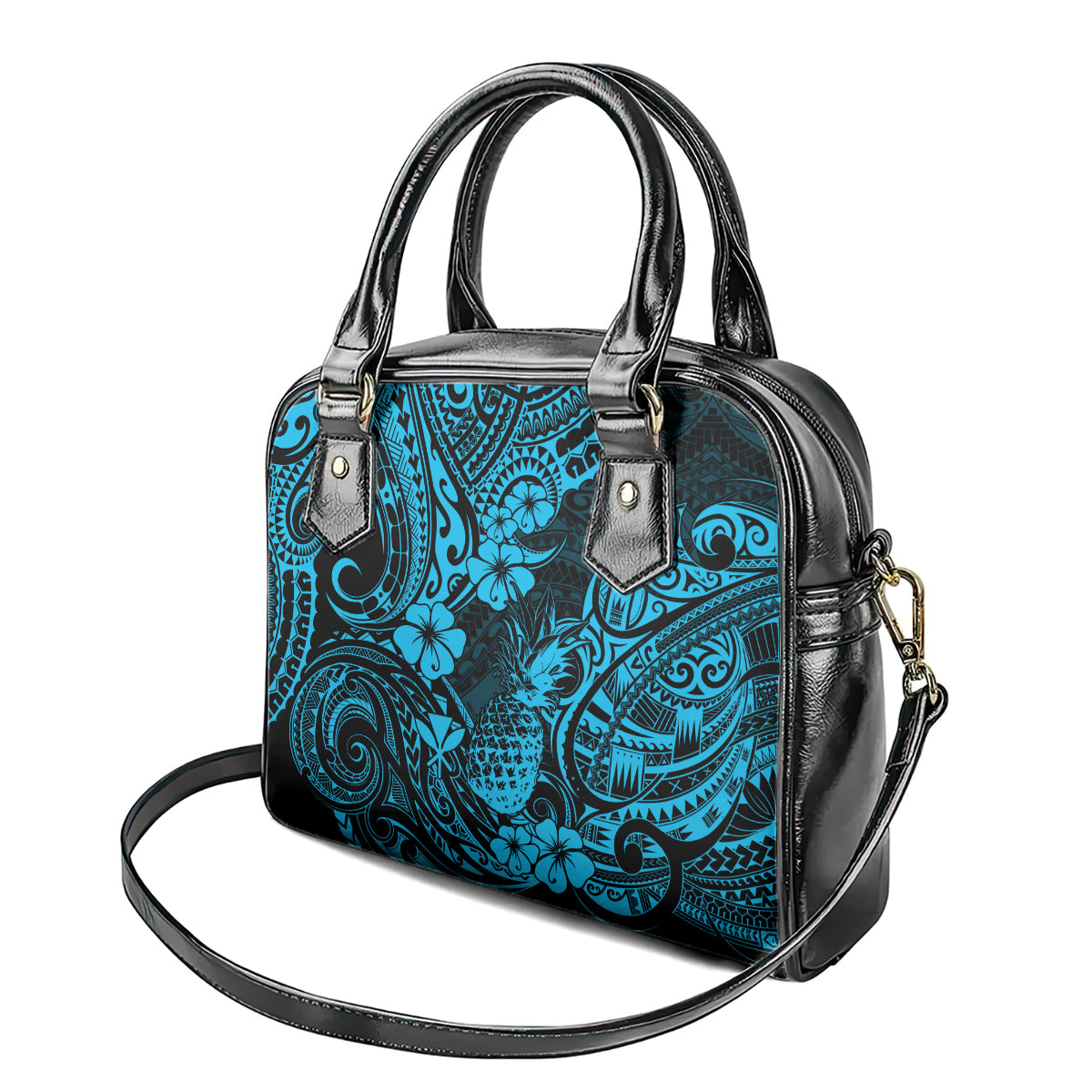 Hawaii Pineapple Shoulder Handbag Polynesian Pattern Sky Blue Version LT01 - Polynesian Pride