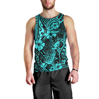 Hawaii Pineapple Men Tank Top Polynesian Pattern Turquoise Version LT01 - Polynesian Pride