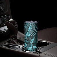 Hawaii Pineapple Skinny Tumbler Polynesian Pattern Turquoise Version