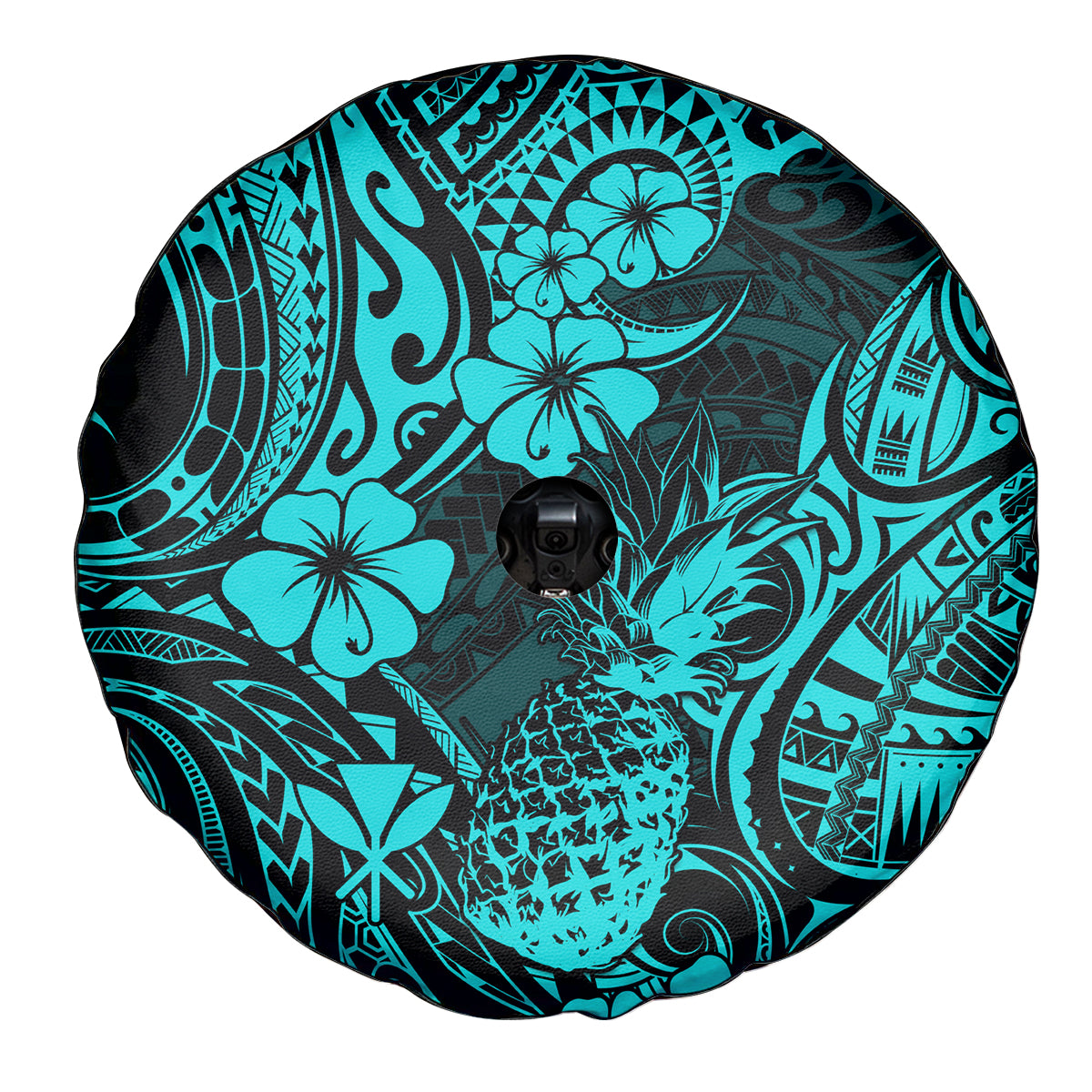 Hawaii Pineapple Spare Tire Cover Polynesian Pattern Turquoise Version LT01 - Polynesian Pride