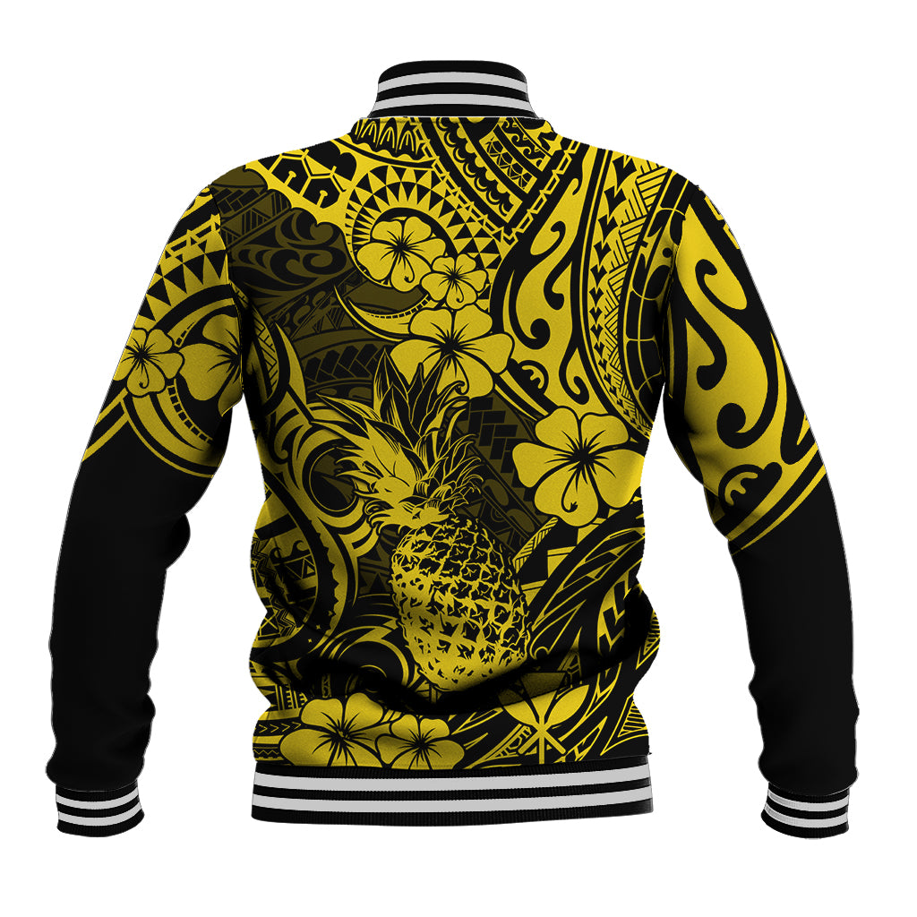 Hawaii Pineapple Baseball Jacket Polynesian Pattern Yellow Version LT01 - Polynesian Pride