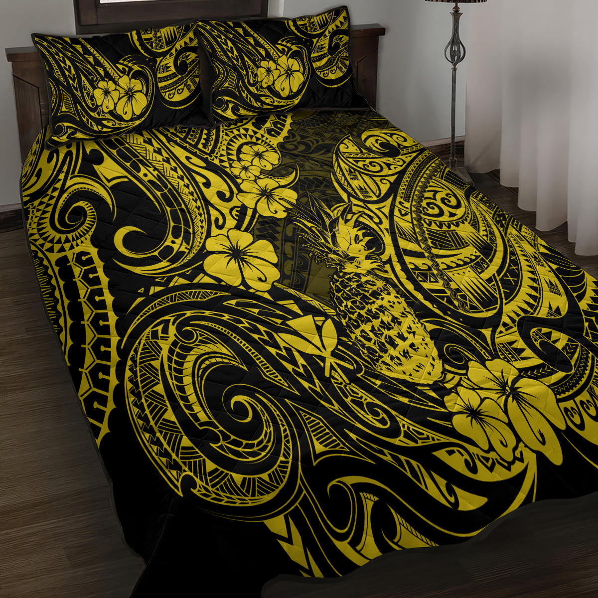 Hawaii Pineapple Quilt Bed Set Polynesian Pattern Yellow Version LT01 - Polynesian Pride