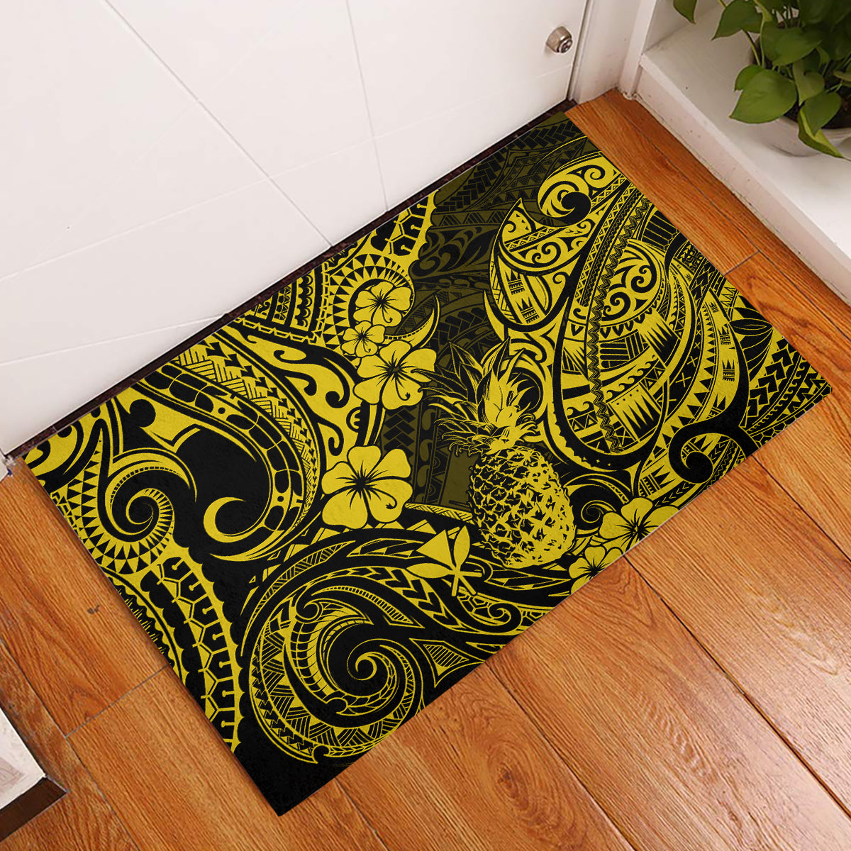 Hawaii Pineapple Rubber Doormat Polynesian Pattern Yellow Version LT01 Yellow - Polynesian Pride