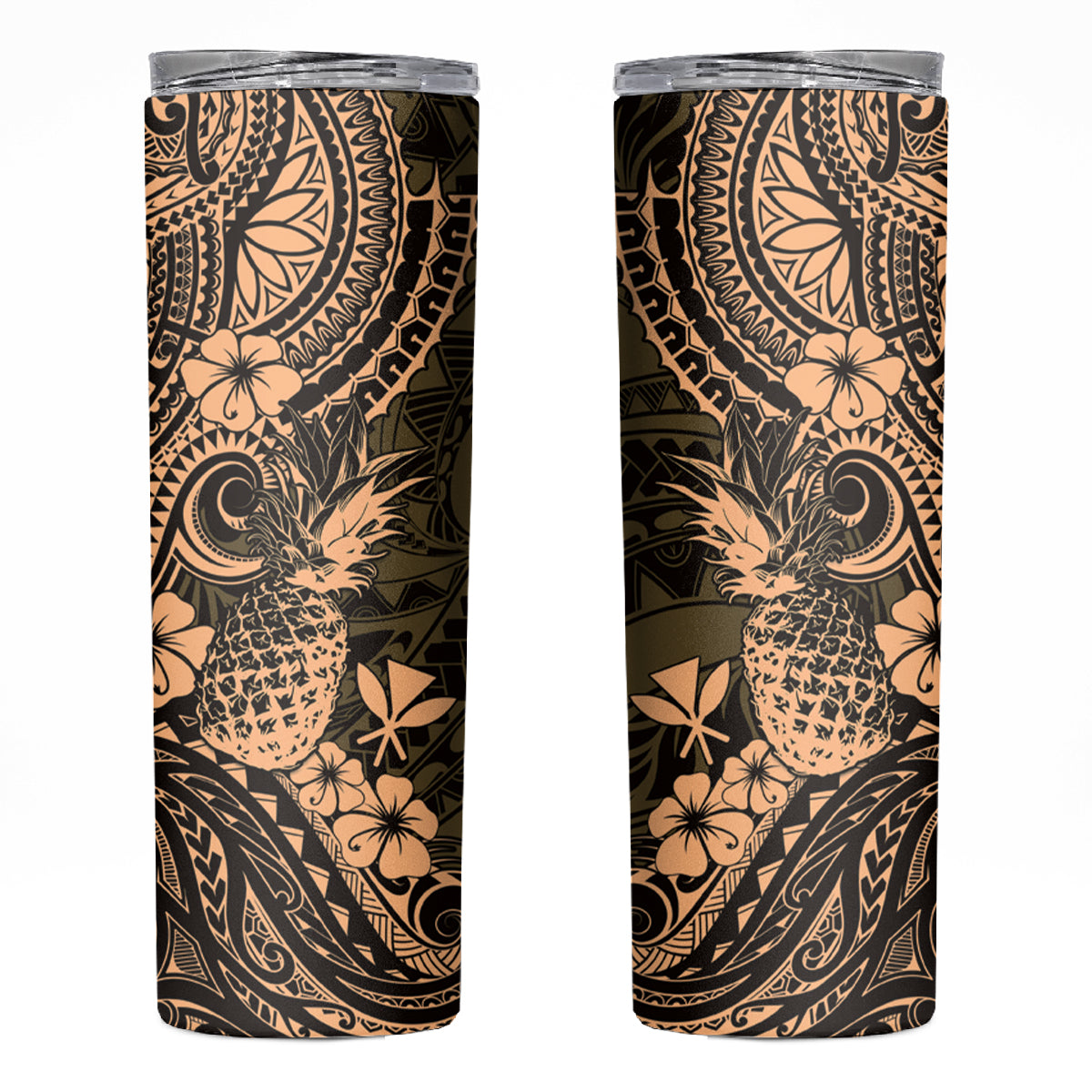 Hawaii Pineapple Skinny Tumbler Polynesian Pattern Yellow Version