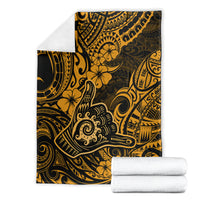 Hawaii Shaka Sign Blanket With Polynesian Hibiscus Gold Unique LT01 - Polynesian Pride