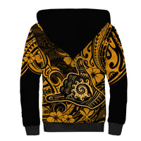 Hawaii Shaka Sign Sherpa Hoodie With Polynesian Hibiscus Gold Unique LT01 - Polynesian Pride
