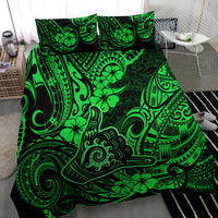 Hawaii Shaka Sign Bedding Set With Polynesian Hibiscus Green Unique LT01 - Polynesian Pride