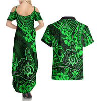 Hawaii Shaka Sign Couples Matching Summer Maxi Dress and Hawaiian Shirt With Polynesian Hibiscus Green Unique LT01 - Polynesian Pride