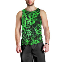 Hawaii Shaka Sign Men Tank Top With Polynesian Hibiscus Green Unique LT01 - Polynesian Pride
