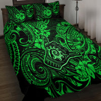 Hawaii Shaka Sign Quilt Bed Set With Polynesian Hibiscus Green Unique LT01 - Polynesian Pride