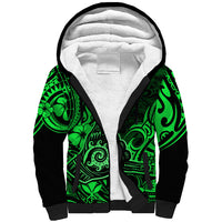 Hawaii Shaka Sign Sherpa Hoodie With Polynesian Hibiscus Green Unique LT01 Unisex Green - Polynesian Pride