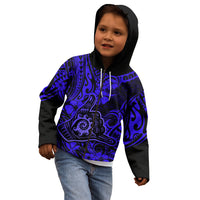 Hawaii Shaka Sign Kid Hoodie With Polynesian Hibiscus Navy Blue Unique LT01 - Polynesian Pride