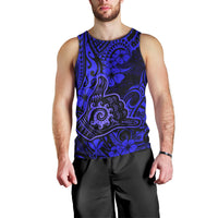 Hawaii Shaka Sign Men Tank Top With Polynesian Hibiscus Navy Blue Unique LT01 - Polynesian Pride