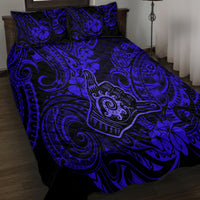 Hawaii Shaka Sign Quilt Bed Set With Polynesian Hibiscus Navy Blue Unique LT01 - Polynesian Pride