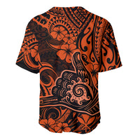 Hawaii Shaka Sign Baseball Jersey With Polynesian Hibiscus Orange Unique LT01 - Polynesian Pride