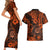 Hawaii Shaka Sign Couples Matching Short Sleeve Bodycon Dress and Hawaiian Shirt With Polynesian Hibiscus Orange Unique LT01 - Polynesian Pride