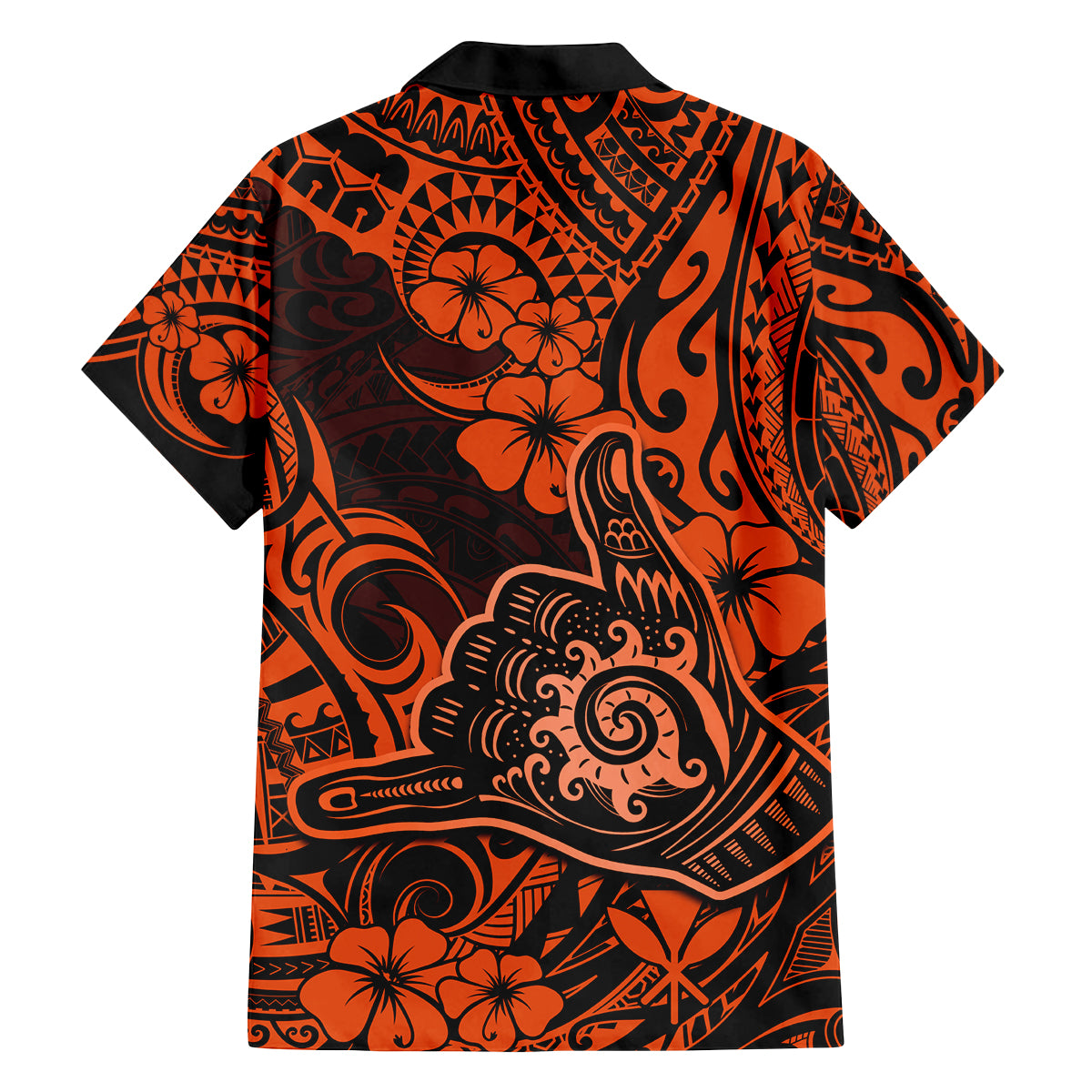 Hawaii Shaka Sign Family Matching Puletasi Dress and Hawaiian Shirt With Polynesian Hibiscus Orange Unique LT01 - Polynesian Pride