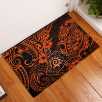 Hawaii Shaka Sign Rubber Doormat With Polynesian Hibiscus Orange Unique LT01 Orange - Polynesian Pride