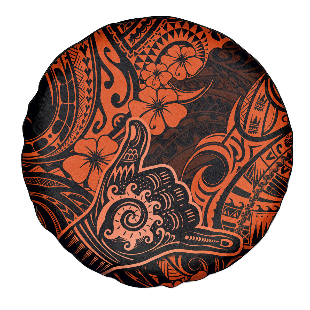 Hawaii Shaka Sign Spare Tire Cover With Polynesian Hibiscus Orange Unique LT01 Orange - Polynesian Pride