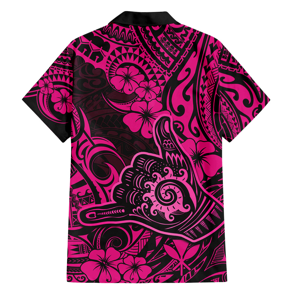 Hawaii Shaka Sign Family Matching Off Shoulder Long Sleeve Dress and Hawaiian Shirt With Polynesian Hibiscus Pink Unique LT01 - Polynesian Pride