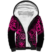 Hawaii Shaka Sign Sherpa Hoodie With Polynesian Hibiscus Pink Unique LT01 Unisex Pink - Polynesian Pride