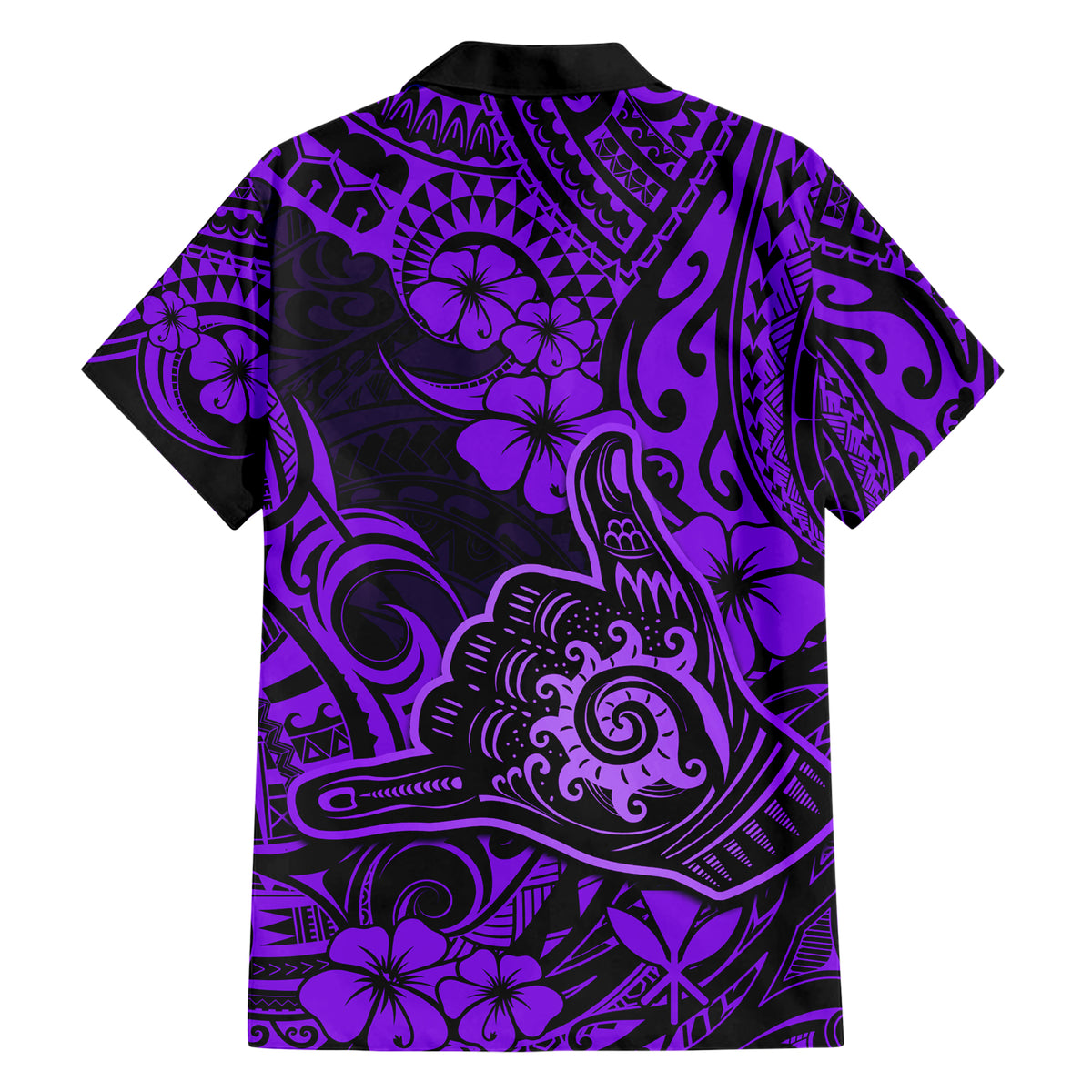 Hawaii Shaka Sign Family Matching Short Sleeve Bodycon Dress and Hawaiian Shirt Polynesian Pattern Purple Version LT01 - Polynesian Pride