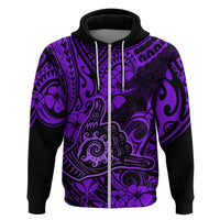 Hawaii Shaka Sign Hoodie Polynesian Pattern Purple Version LT01 Zip Hoodie Purple - Polynesian Pride