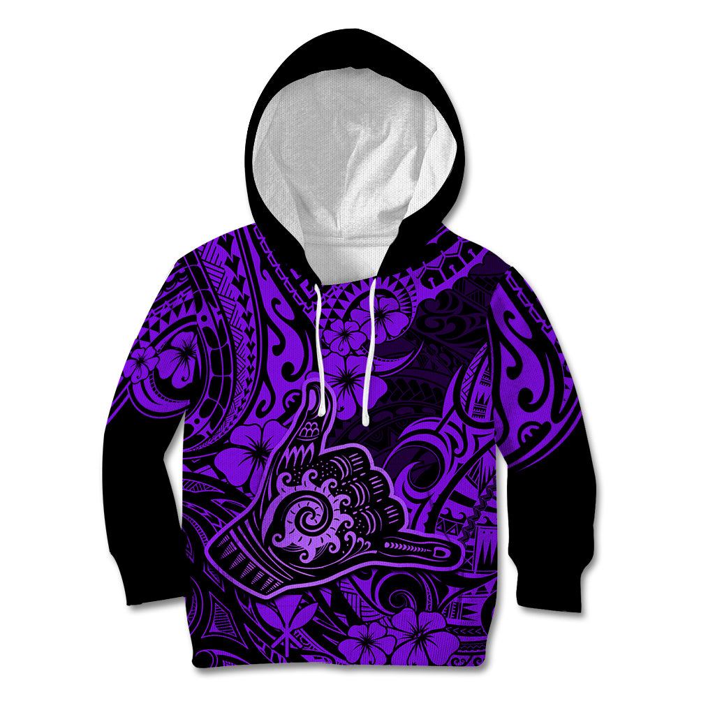 Hawaii Shaka Sign Kid Hoodie Polynesian Pattern Purple Version LT01 Purple - Polynesian Pride