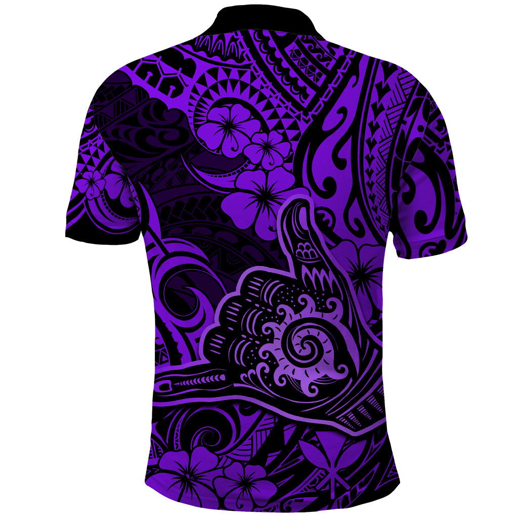 Hawaii Shaka Sign Polo Shirt Polynesian Pattern Purple Version LT01 - Polynesian Pride