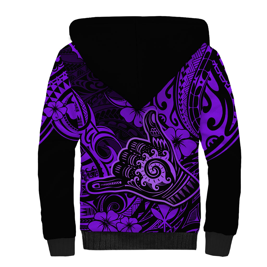 Hawaii Shaka Sign Sherpa Hoodie Polynesian Pattern Purple Version LT01 - Polynesian Pride
