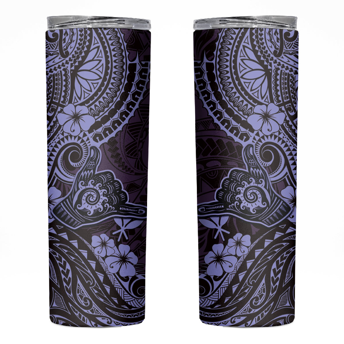 Hawaii Shaka Sign Skinny Tumbler Polynesian Pattern Purple Version