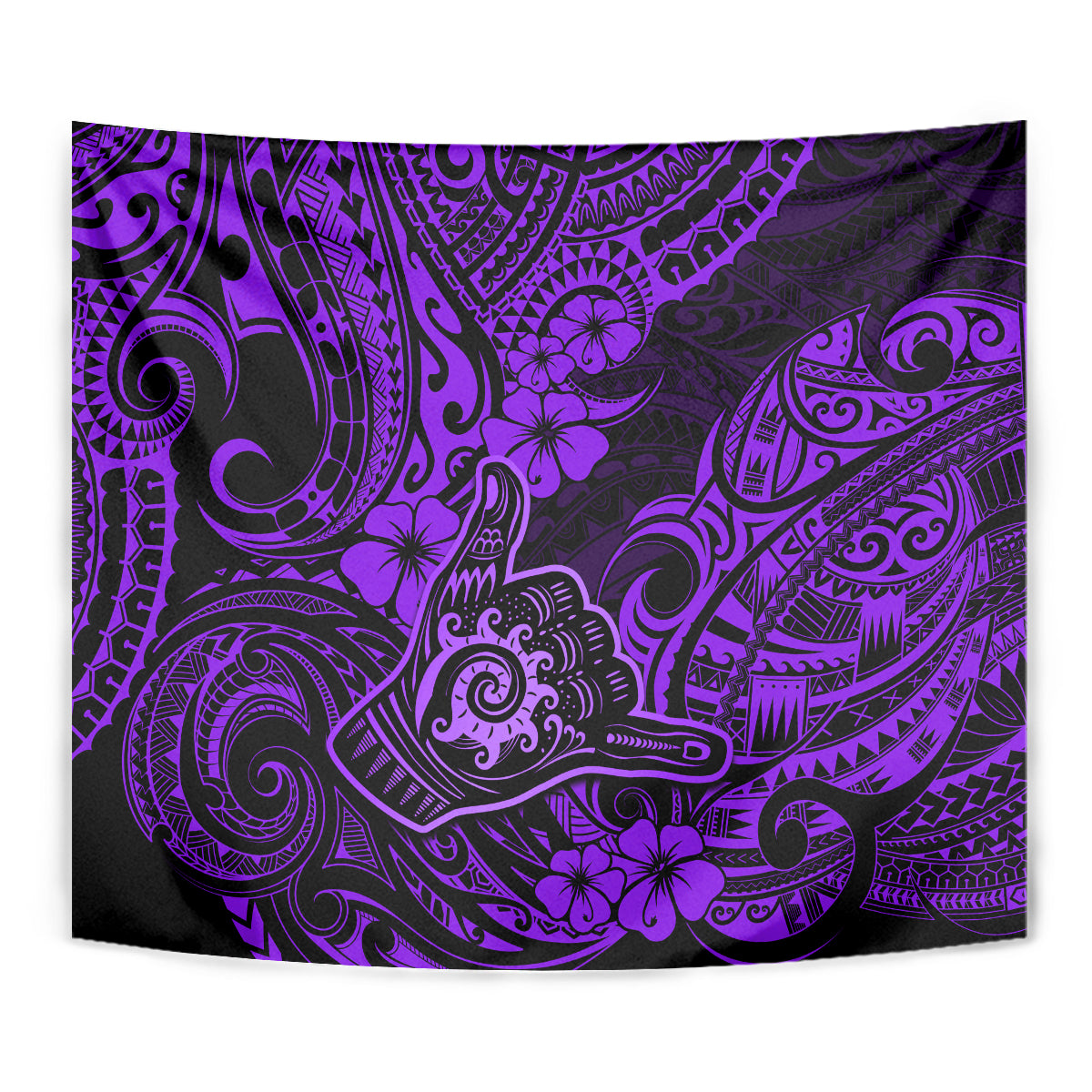 Hawaii Shaka Sign Tapestry Polynesian Pattern Purple Version LT01 - Polynesian Pride