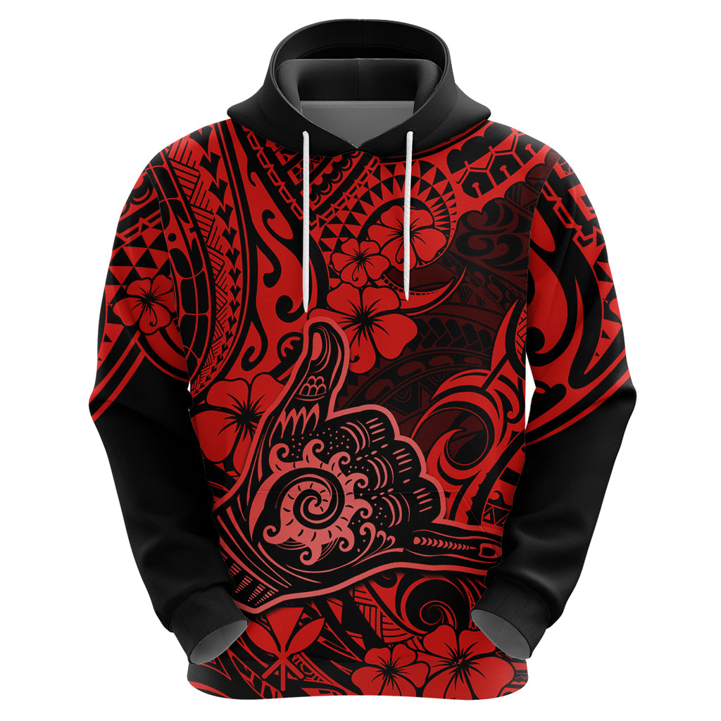 Hawaii Shaka Sign Hoodie Polynesian Pattern Red Version LT01 - Polynesian Pride
