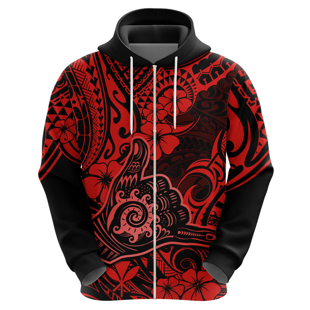 Hawaii Shaka Sign Hoodie Polynesian Pattern Red Version LT01 - Polynesian Pride