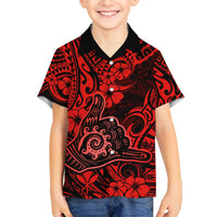 Hawaii Shaka Sign Kid Hawaiian Shirt Polynesian Pattern Red Version LT01 Kid Red - Polynesian Pride