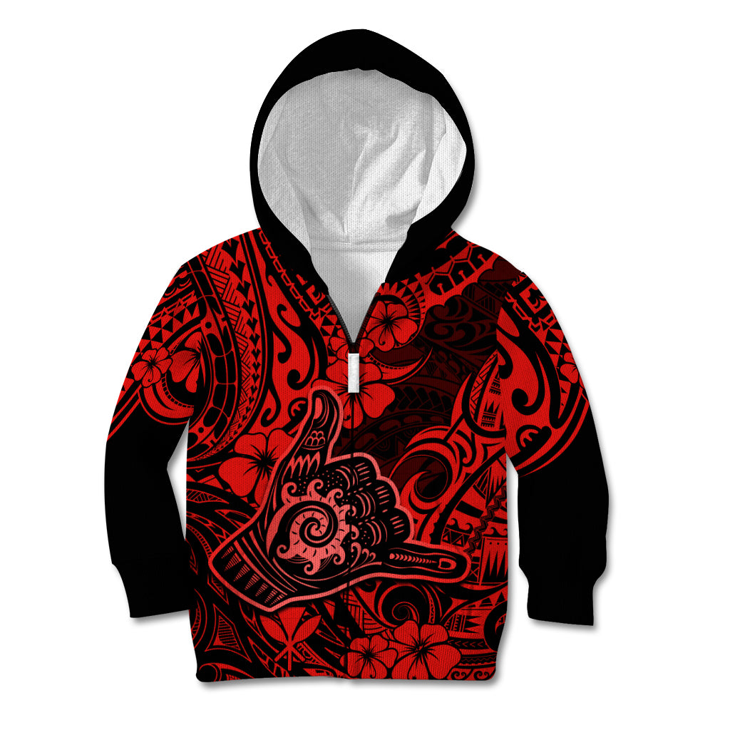 Hawaii Shaka Sign Kid Hoodie Polynesian Pattern Red Version LT01 - Polynesian Pride