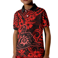 Hawaii Shaka Sign Kid Polo Shirt Polynesian Pattern Red Version LT01 Kid Red - Polynesian Pride