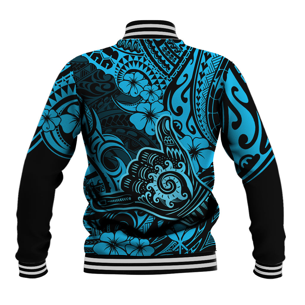 Hawaii Shaka Sign Baseball Jacket Polynesian Pattern Sky Blue Version LT01 - Polynesian Pride