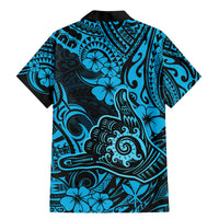 Hawaii Shaka Sign Family Matching Mermaid Dress and Hawaiian Shirt Polynesian Pattern Sky Blue Version LT01 - Polynesian Pride