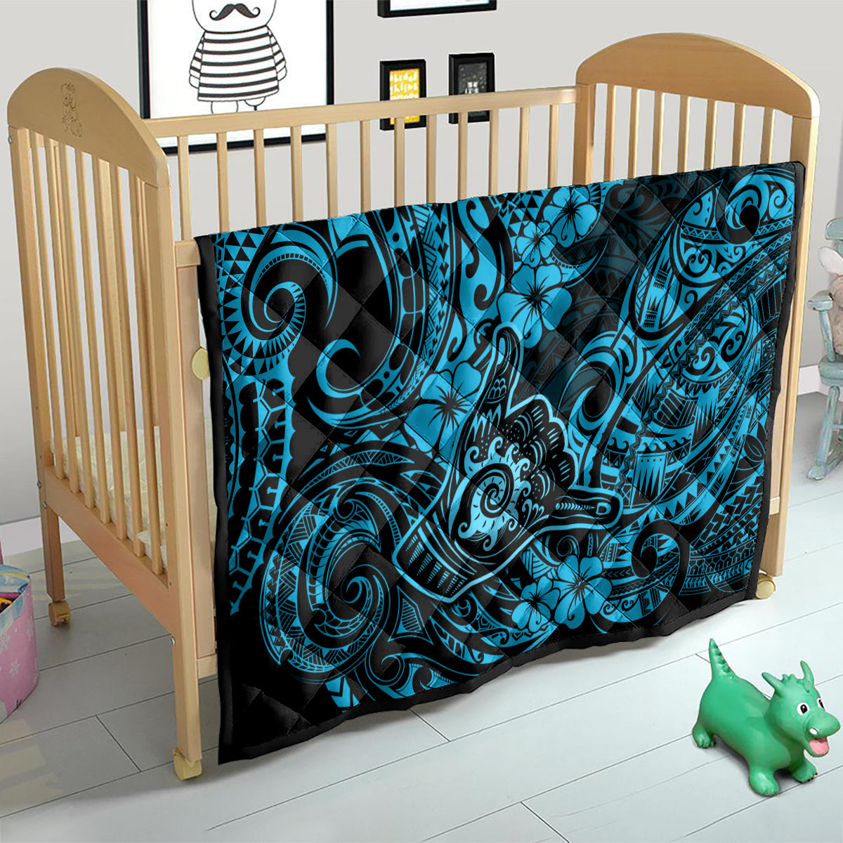 Hawaii Shaka Sign Quilt Polynesian Pattern Sky Blue Version LT01 - Polynesian Pride