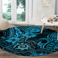 Hawaii Shaka Sign Round Carpet Polynesian Pattern Sky Blue Version LT01 - Polynesian Pride