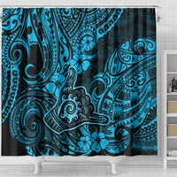 Hawaii Shaka Sign Shower Curtain Polynesian Pattern Sky Blue Version LT01 - Polynesian Pride
