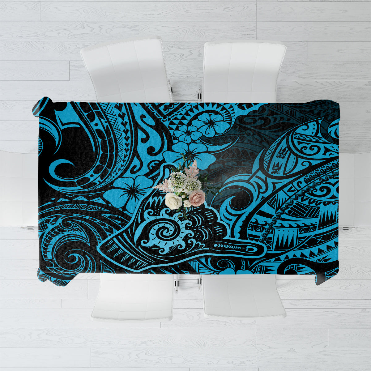 Hawaii Shaka Sign Tablecloth Polynesian Pattern Sky Blue Version LT01 Blue - Polynesian Pride