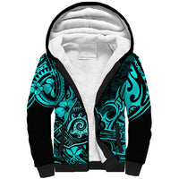 Hawaii Shaka Sign Sherpa Hoodie Polynesian Pattern Turquoise Version LT01 Unisex Turquoise - Polynesian Pride