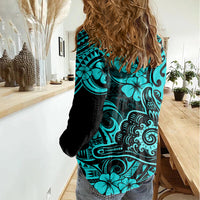 Hawaii Shaka Sign Women Casual Shirt Polynesian Pattern Turquoise Version LT01 - Polynesian Pride
