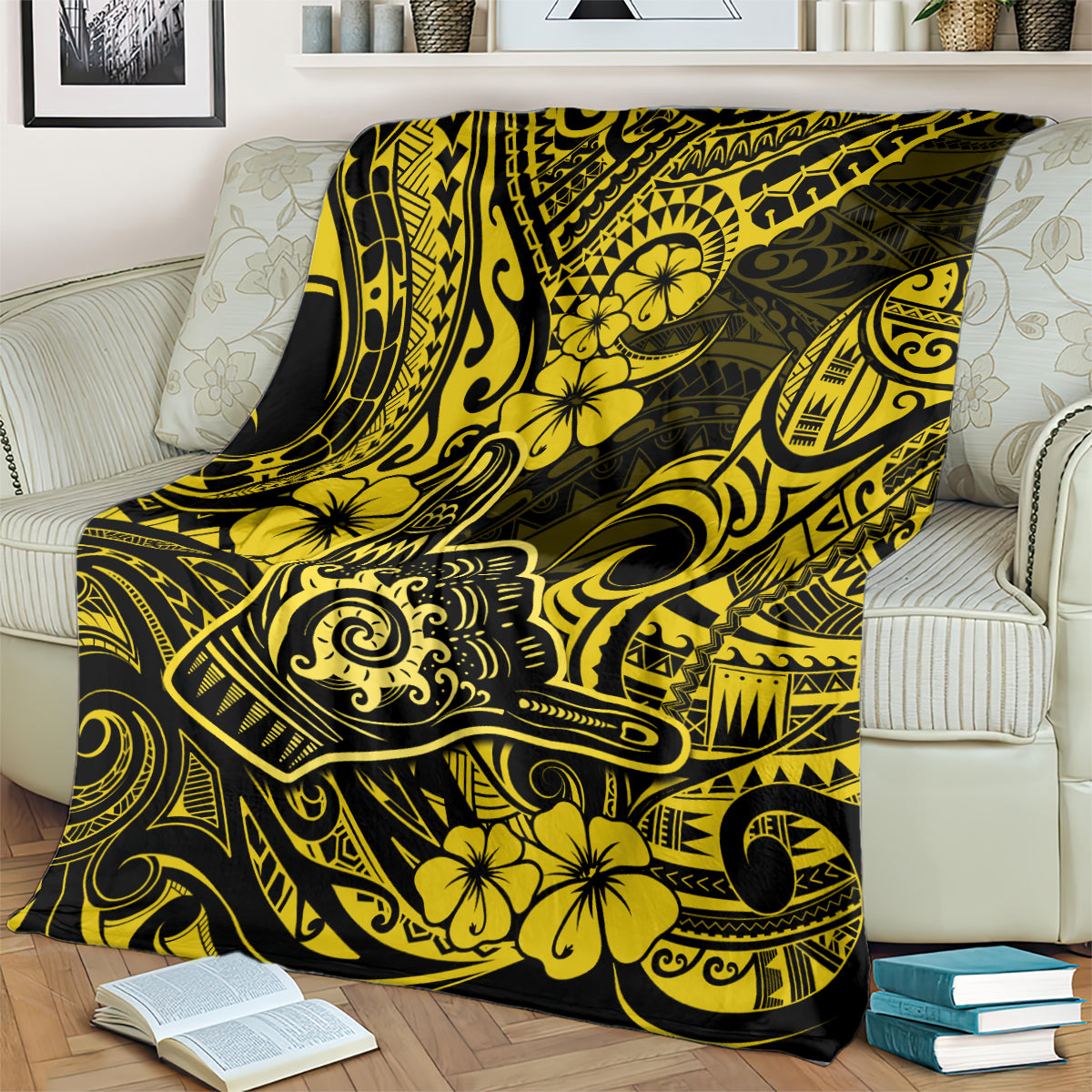 Hawaii Shaka Sign Blanket Polynesian Pattern Yellow Version LT01 - Polynesian Pride